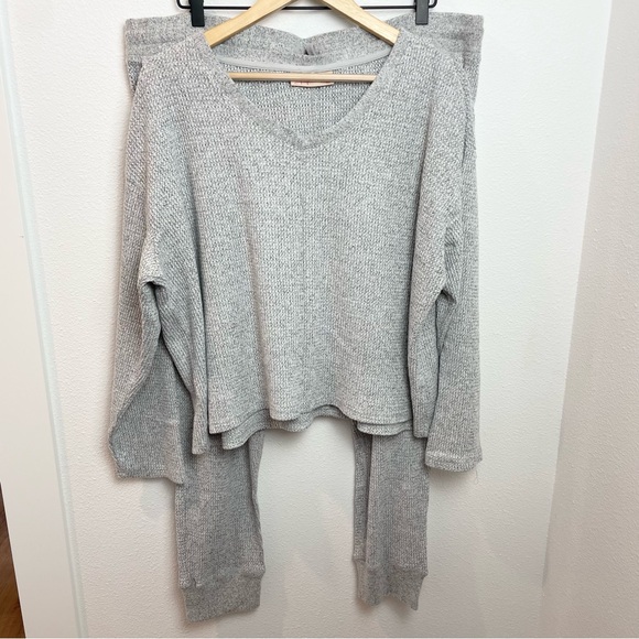 Papinelle Super Sleepy Waffle Sleep Pajama Set Top Joggers Gray XXL Women’s - Picture 3 of 7